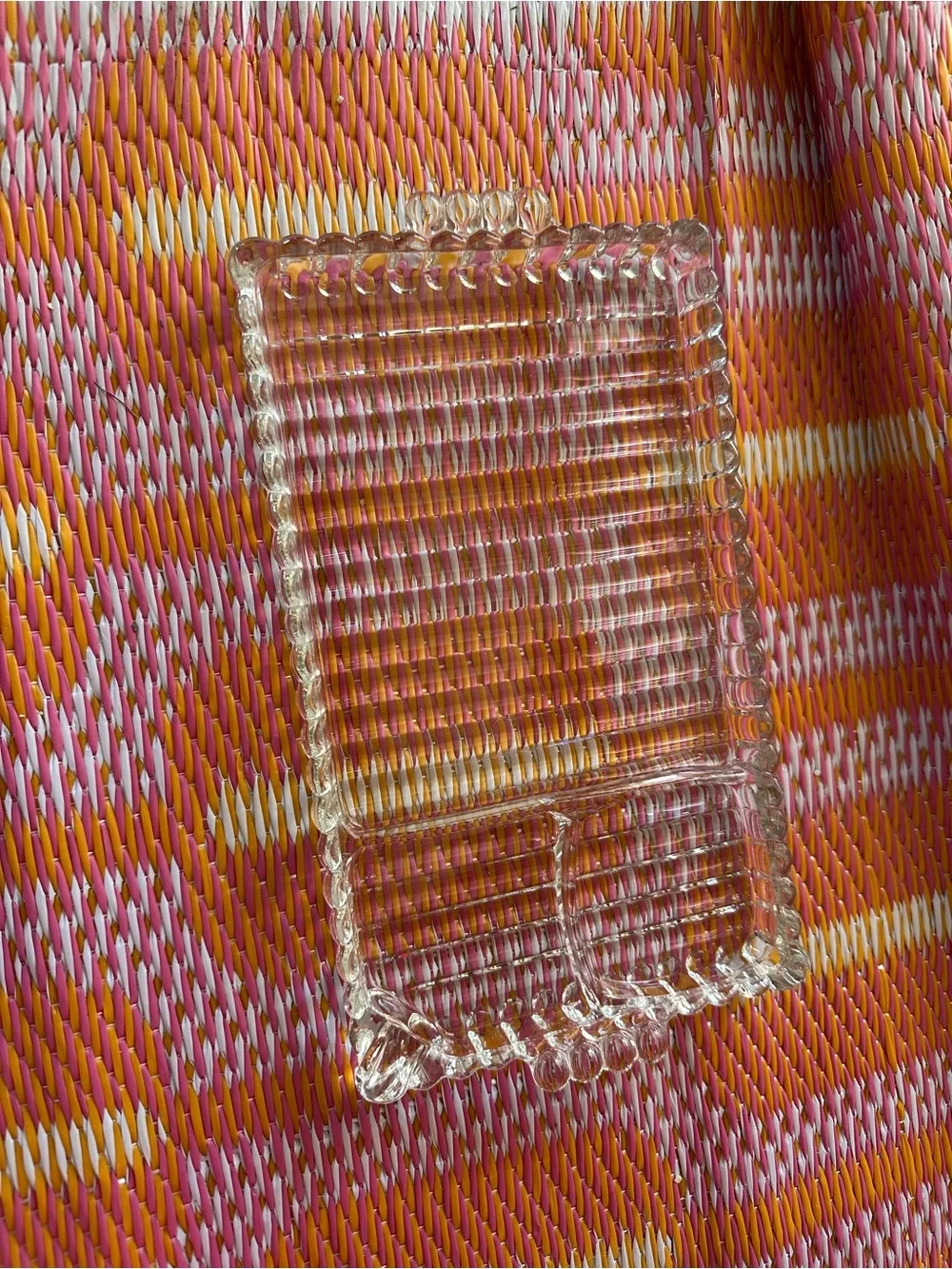 Vintage hazel atlas Clear Glass Sectioned Serving Tray with glass